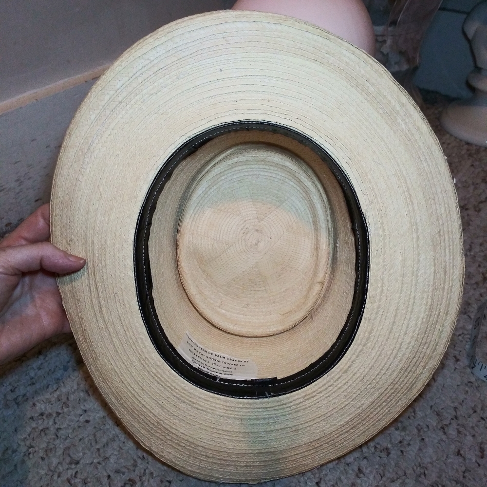 Vintage Handcrafted Panama Palm Leaf Hat Made By Maya Quiche Indians - Picture 6 of 8